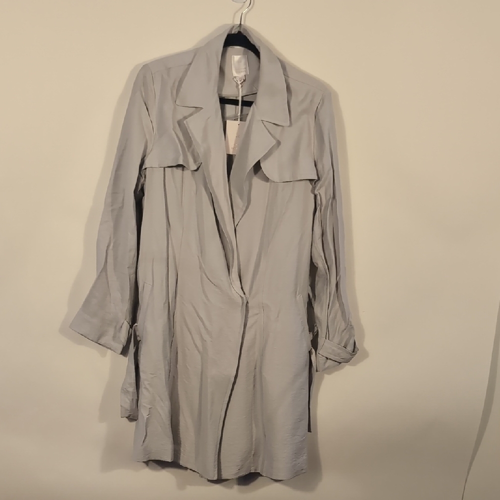 LC Lauren Conrad Light Gray Trench Coat Size Large NTWG